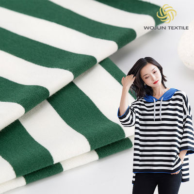 Elasticidad Moderno Color Brillante Tejido de algodón de rayas verdes para Terry Francés
