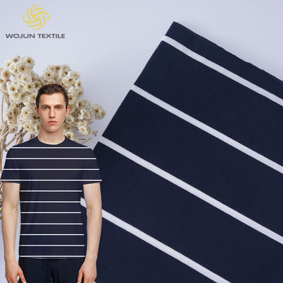 Apoyo a la personalización y el tejido de material de algodón rayado de moda y suave para camiseta
