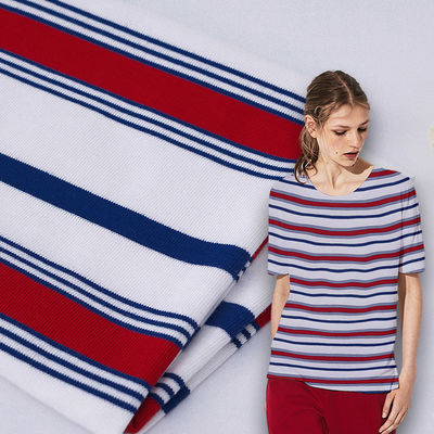 Elegante y elegante cerca de la piel Tejido de algodón rayado transpirable para camiseta