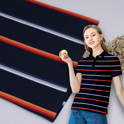 El algodón peinado y el tejido de punto rayado durable y transpirable para camisa de polo casual