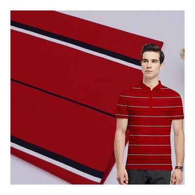 Fácil de cuidar y de tejido natural y suave de punto a rayas para camiseta de polo
