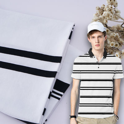 Elástico y natural y cómodo y transpirable Tejido de punto a rayas para camiseta de polo