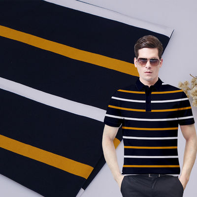 Alta resistencia al color y absorción de humedad Tejido de punto a rayas para camiseta de polo