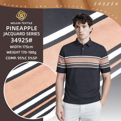 Un buen precio. Serie Textura Piña: Tejido de punto a rayas 95/5 Algodón Spandex (175cm) en línea