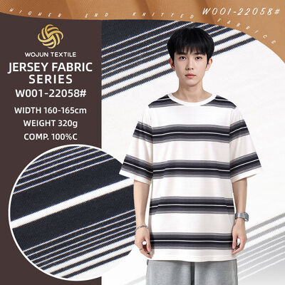 Un buen precio. Tejido de algodón natural de rayas para camiseta en línea