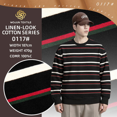 Un buen precio. 470g Peso pesado y saludable Tejido de algodón estructurado a rayas 100% de algodón para uso informal en línea