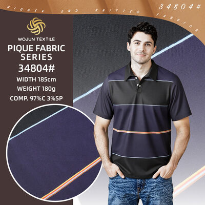 Un buen precio. Tejido de piqué de algodón a rayas de 180 g/m²: La mezcla de verano 97/3 en línea