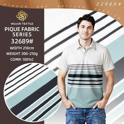 Un buen precio. Tejido Pique de algodón rayado de 190 cm: Estiramiento teñido de hilo para polos modernos en línea