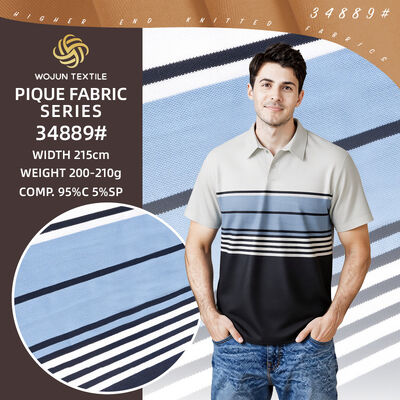 Un buen precio. Tejido Pique de algodón rayado: 190cm de ancho 95/5 de estiramiento para polos en línea
