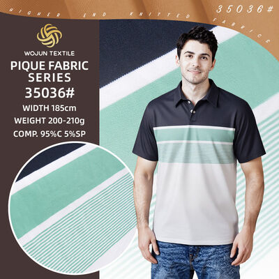 Un buen precio. Tejido Pique de algodón rayado: 190cm de ancho 95/5 de estiramiento para polos en línea