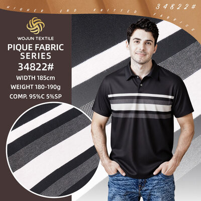 Un buen precio. Tejido Pique de algodón rayado: 190cm de ancho 95/5 de estiramiento para polos en línea