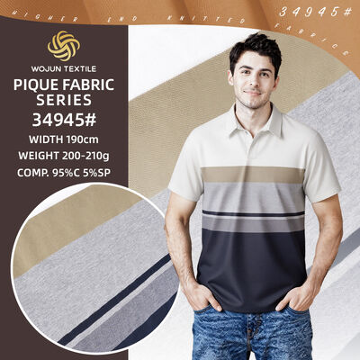 Un buen precio. Tejido Pique de algodón rayado de primera calidad: la solución de algodón 95% 5% Spandex para polos personalizados en línea