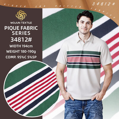Un buen precio. Tejido Pique de algodón rayado de primera calidad: la solución de algodón 95% 5% Spandex para polos personalizados en línea